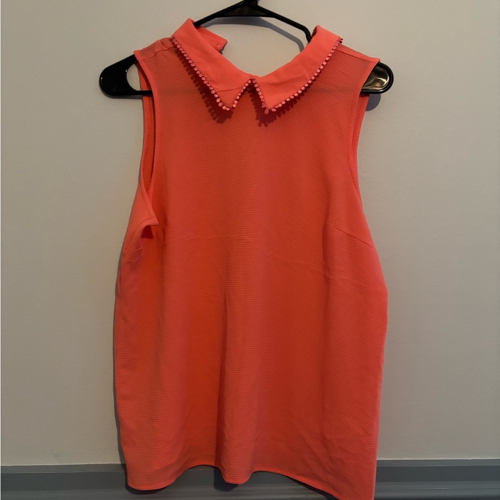 CeCe Orange Sleeveless Blouse with Peter Pan Collar